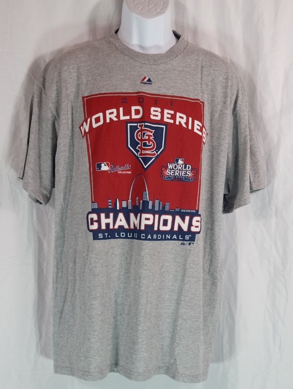 Majestic Gray and Red St. Louis Cardinals World Series Champions Tee Size XL